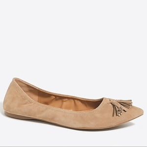 J. Crew Suede Tassel Top Stretch Flats